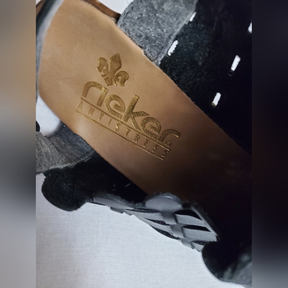 Rieker Sina Black Woven Leather Sandals Women's Size 42-10 Classic Boho Chic - Picture 13 of 15